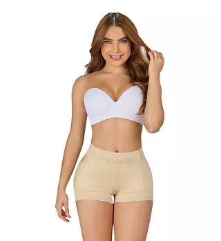 S-0211- Short Beige Extracorto Con Talle Bajo