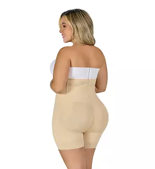 Sxa-0327- Short Beige Corto Con Talle Extra Alto