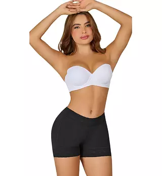 Stb-0321- Short Negro Corto Con Talle Bajo Levanta Glúteos