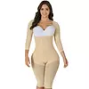 F-00474- Faja Beige Tipo Reloj De Arena Con Mangas