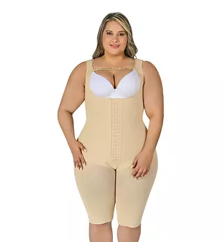 F-0085- Faja Beige Larga Con Hombro Ajustable