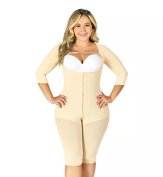 F-0074- Faja Beige Larga Con Cobertura En Espalda Y Brazos