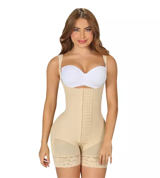F-00463- Faja Beige Corta Con Refuerzo Abdominal
