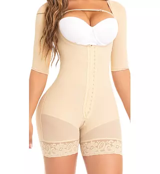 F-0064- Faja Beige Corta Con Cobertura En Espalda Y Brazos