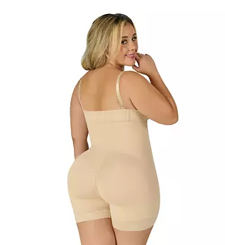F-0766- Faja Beige Corta Moldeadora Con Cierre Diagonal
