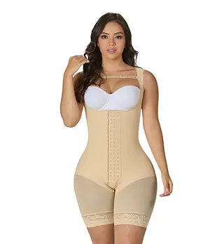 F-00485- Faja Beige Tipo Reloj De Arena Media Pierna